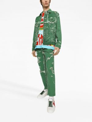 Džínová bunda s oděrkami Dolce & Gabbana zelená
