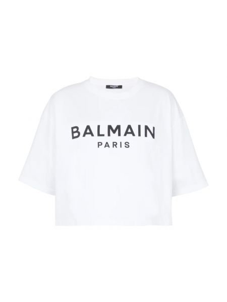 Koszulka z nadrukiem Balmain biała