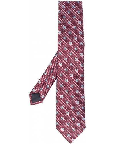 Corbata con bordado con estampado geométrico Ermenegildo Zegna rojo