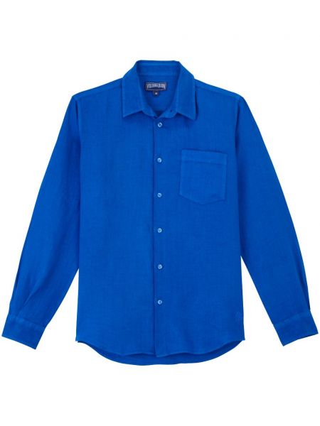 Lněná dlouhá košile Vilebrequin modrá