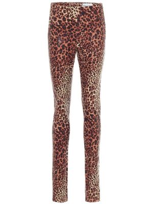 Ravne hlače s potiskom z leopardjim vzorcem Stand Studio rjava