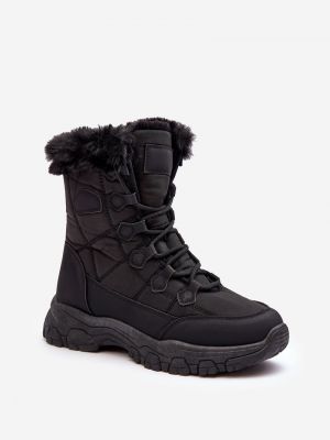 Кожа зимни обувки за сняг с цип Kesi черно