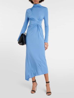 Asymetrické džerzej midi šaty Victoria Beckham modrá