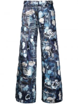 Kalhoty s potiskem s abstraktním vzorem John Richmond modré