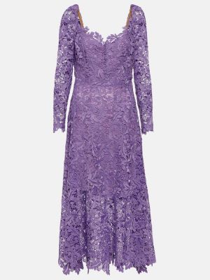 Krajkové midi šaty Oscar De La Renta fialové