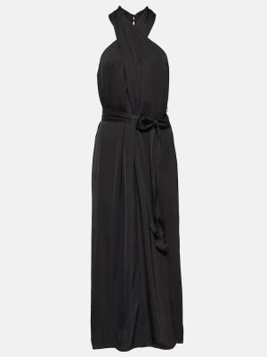 Žametna midi obleka iz rebrastega žameta Velvet črna