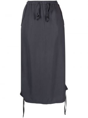 Čipkovaná asymetrická šnurovacia midi sukňa Izzue sivá