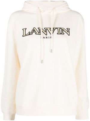 Βαμβακερός φούτερ με κουκούλα με κέντημα Lanvin λευκό