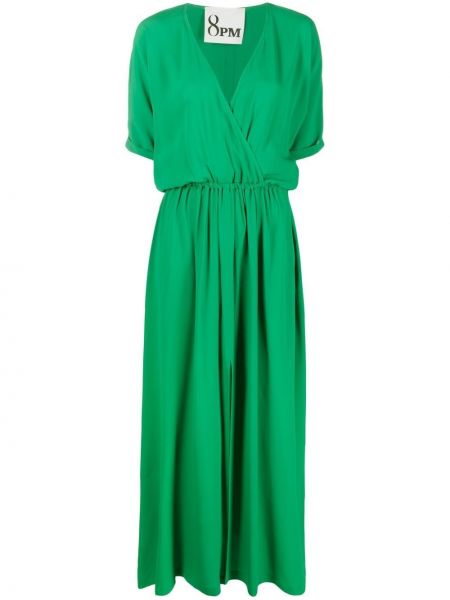 Платье макси с V-образным вырезом длинное 8pm, зеленое