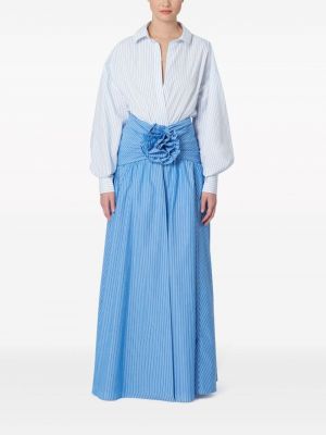 Długa spódnica bawełniana w kwiatki Carolina Herrera niebieska