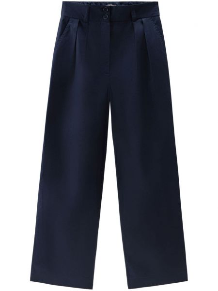 Bavlněné kalhoty relaxed fit Woolrich modré