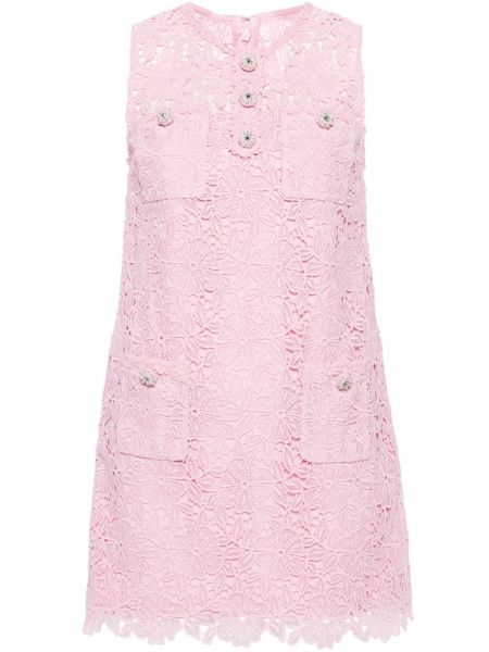 Коктейлна рокля с дантела Self-portrait розово