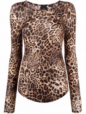 Leopard trykt lang topp Pinko svart