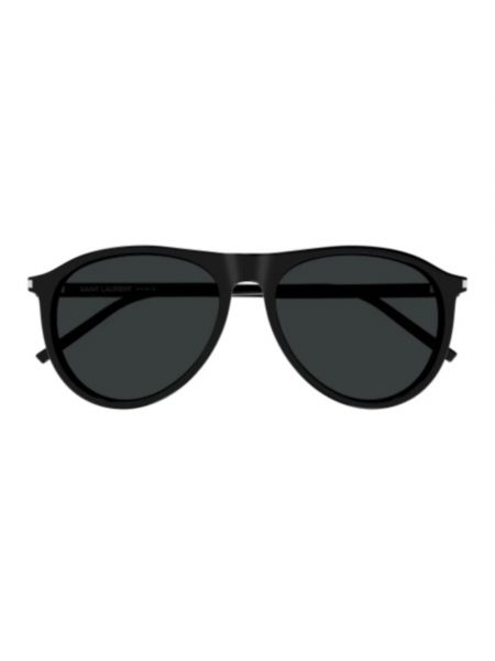 Okulary przeciwsłoneczne skórzane klasyczne Saint Laurent czarne