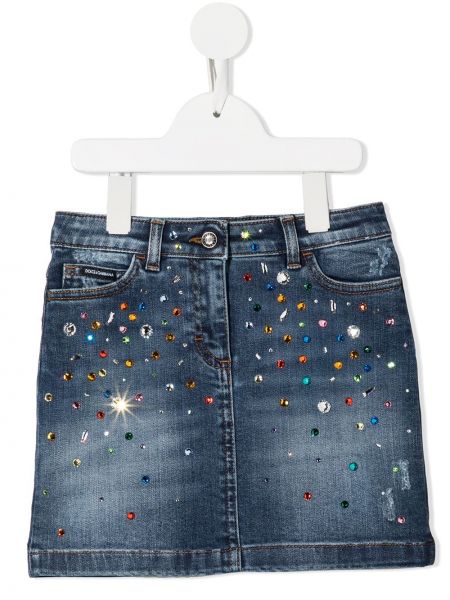 Krystaller jeans-skjørt for jenter Dolce & Gabbana Kids blå