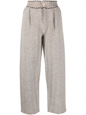 Pantalon en tricot à motif chevrons plissé Barrie blanc