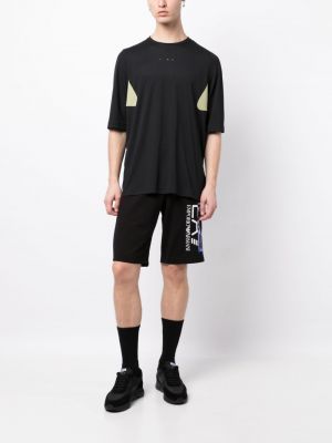 Shorts de sport en coton à imprimé Ea7 Emporio Armani noir