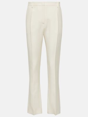 Pantalones rectos de lana de seda Valentino blanco