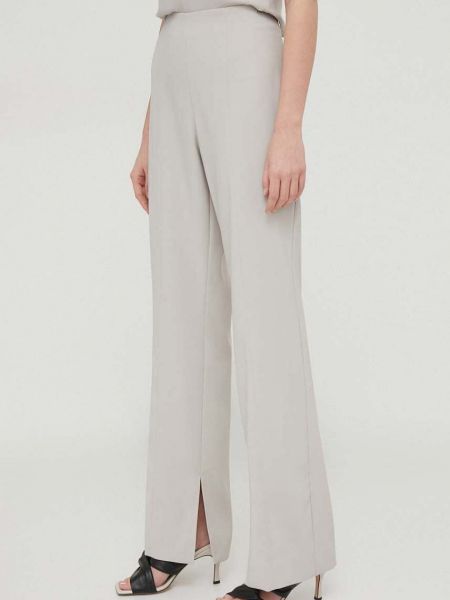 Spodnie z wysoką talią Calvin Klein szare