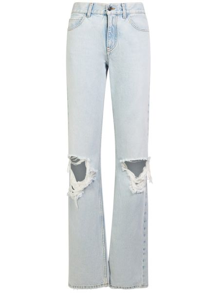 Obnosené džínsy s rovným strihom The Row biela