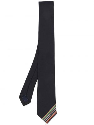 Svilena kravata s črtami Paul Smith črna