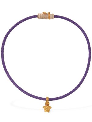 Krištáľový kožený náhrdelník Versace