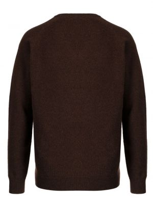 Haftowany sweter z dekoltem w serek Pringle Of Scotland brązowy