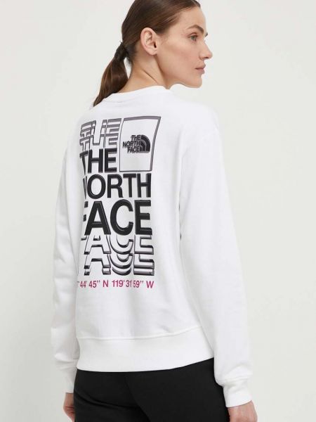 Бавовняний светр з принтом The North Face білий