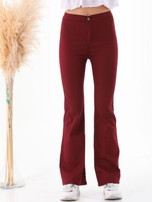 Spodnie z wysoką talią Bi̇keli̇fe czerwone