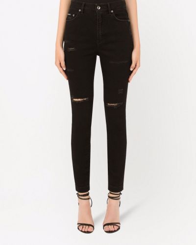 Skinny džíny s oděrkami Dolce & Gabbana černé
