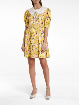 Mini vestido de raso de flores Miu Miu amarillo