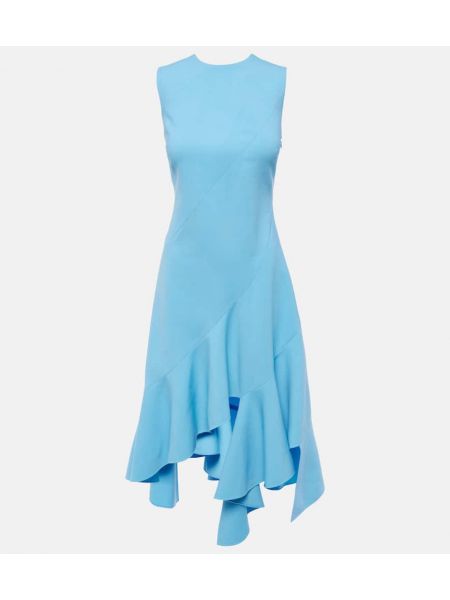 Asymetrické vlněné pastelové šaty Oscar De La Renta modré