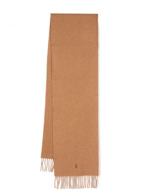 Кашмирен шал бродиран Polo Ralph Lauren кафяво