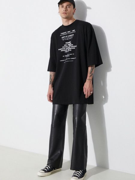 Oversized βαμβακερή μπλούζα με σχέδιο Fiorucci μαύρο