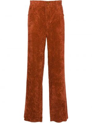 Velurové rovné kalhoty Séfr oranžové