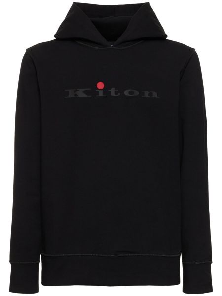 Pamučna hoodie s kapuljačom Kiton crna