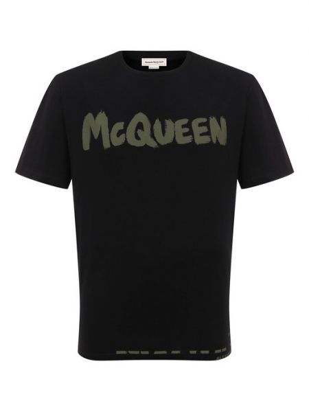 Хлопковая футболка Alexander Mcqueen черная