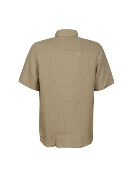 Lniana koszula z krótkim rękawem A.p.c. beżowa