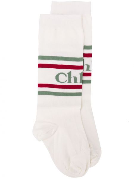 Шкарпетки подовжені з логотипом Chloé, білі