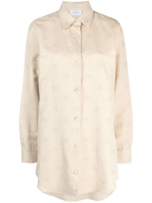 Camicia di cotone in tessuto jacquard Off-white bianco