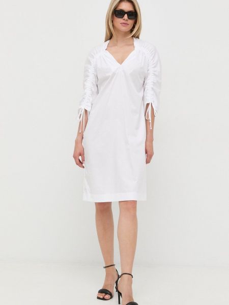 Pamučna mini haljina Boss bijela