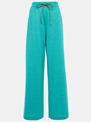 Pantaloni dritti di lino di cotone Max Mara verde