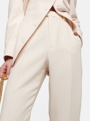 Pantalones rectos de lana de crepé Gucci blanco