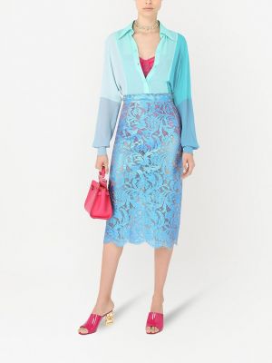 Nėriniuotas pieštuko formos sijonas Dolce & Gabbana mėlyna