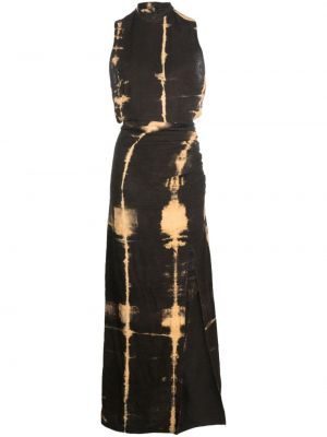 Batikované bavlněné dlouhé šaty Lisa Von Tang hnědé