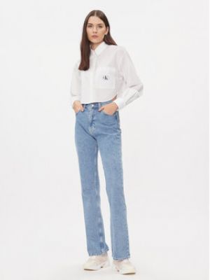 Džínová košile Calvin Klein Jeans bílá