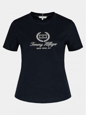 Marškinėliai slim fit Tommy Hilfiger mėlyna
