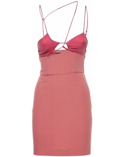Hedvábné přiléhavé mini šaty jersey Nensi Dojaka růžové