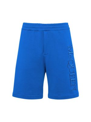 Pantaloni scurți din bumbac Alexander Mcqueen albastru