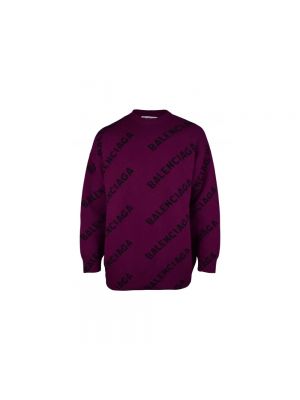 Sweter z nadrukiem Balenciaga fioletowy